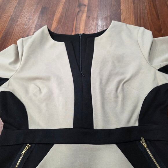 Gabby Skye Career Sheath Dress Color Block Tan and Black NWT Size 14 - Picture 3 of 9